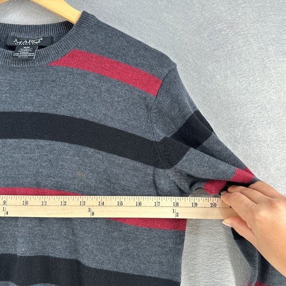 Marq Athletic Fit Mens Striped Sweater Medium Gray Crew Neck Relax Fit Casual - Picture 10 of 16